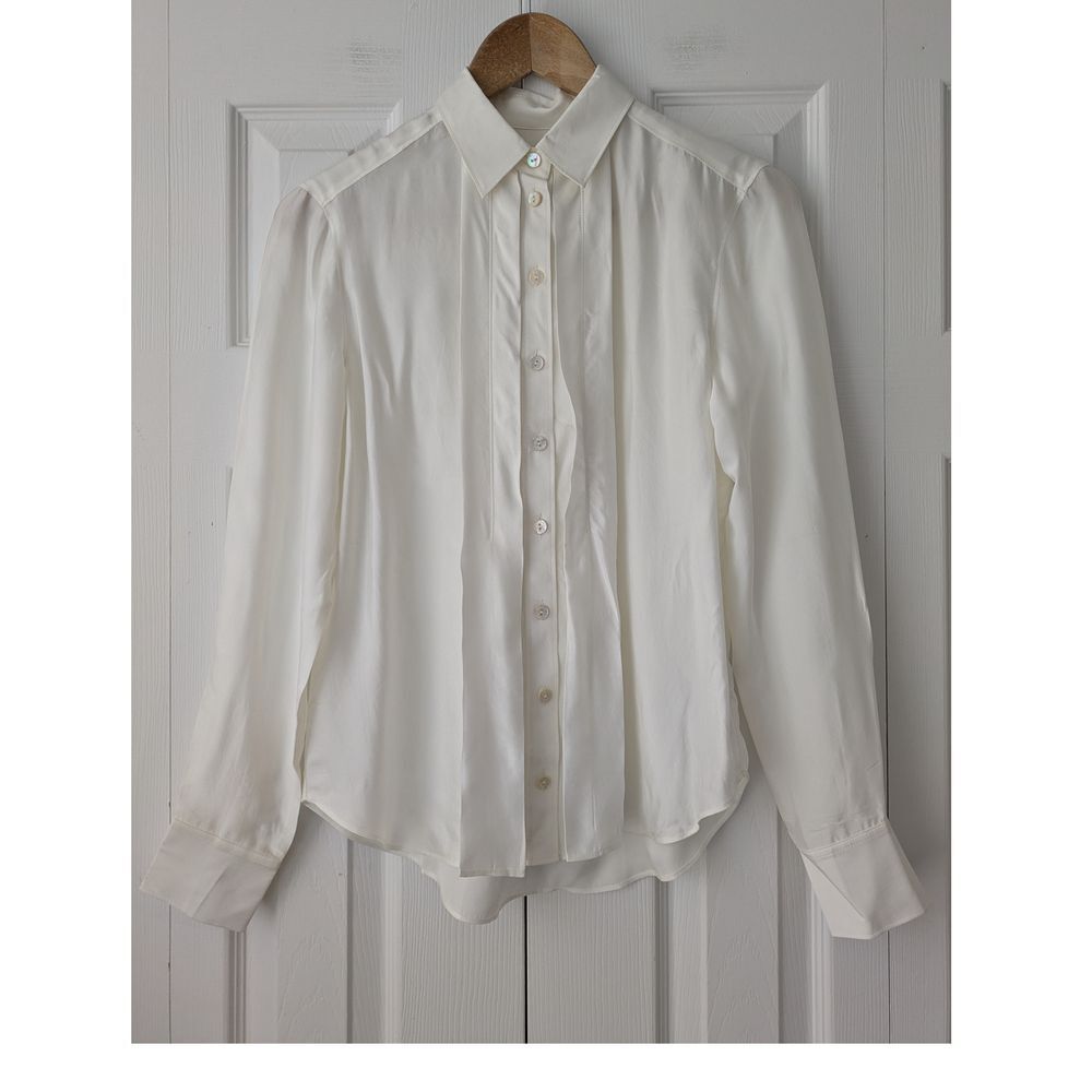 J. Crew Drapey Pleated Button Up Shirt Size‎ 00 Ivory NWT CF446